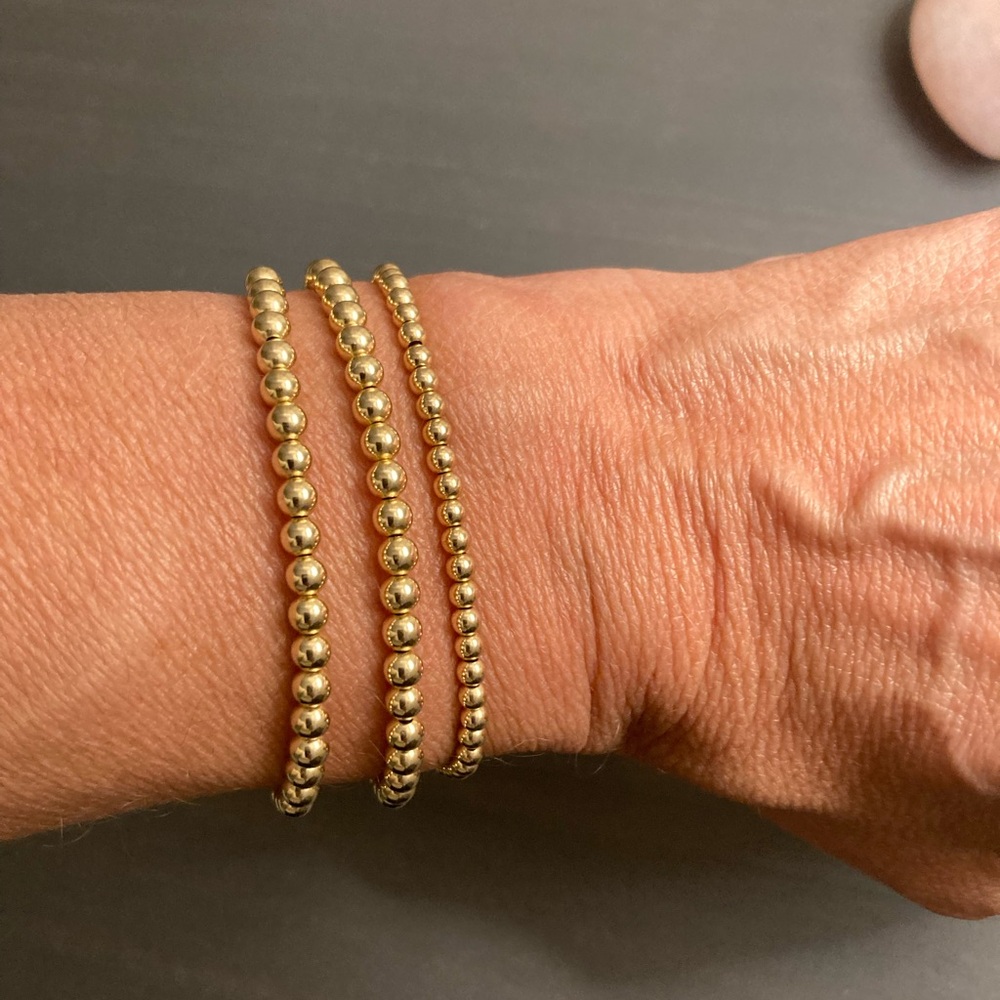 Gold filled beaded bracelets on stretchy cord - 6 inches